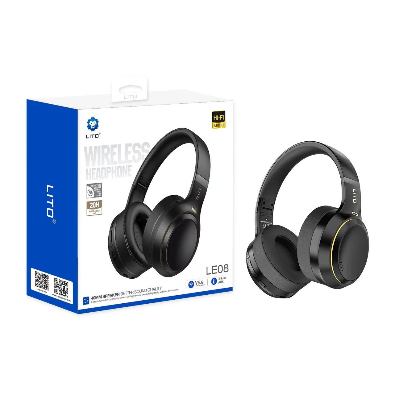 Lito LE 08 Wireless Headphone -20 Hours Play Back Time * Extra Bass *Stable Signal * Low Power Consumption